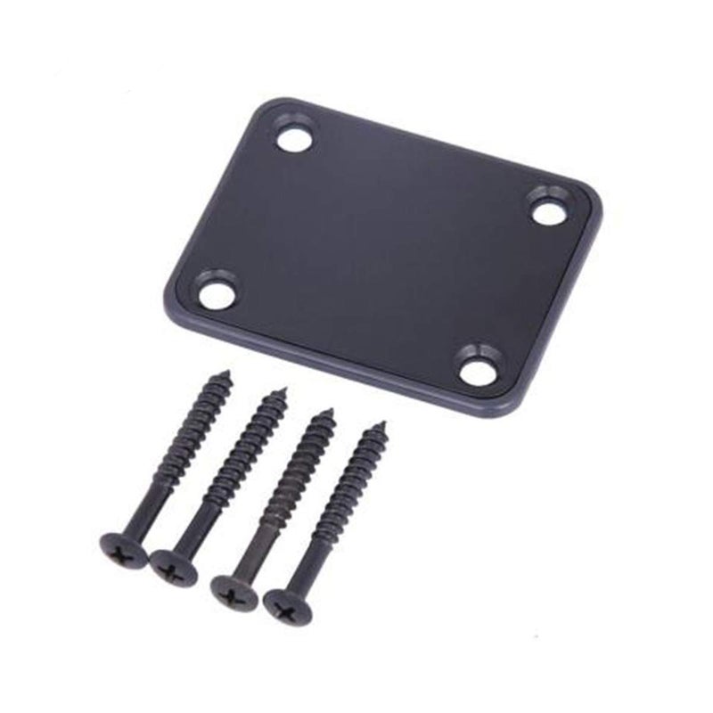 LGEGE Electric Guitar Neck Plate with Screws for Replacement Electric Guitar Part for Strat Tele Guitar Black - Image 1